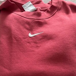 Nike Coral Pink Crewneck Sweatshirt with White Swoosh